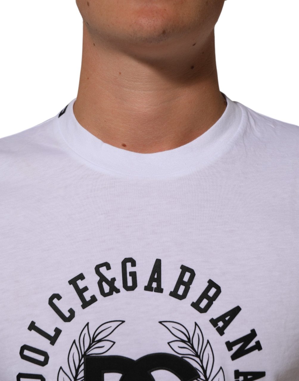 Dolce & Gabbana White Cotton Logo Print Crew Neck T-shirt Wit