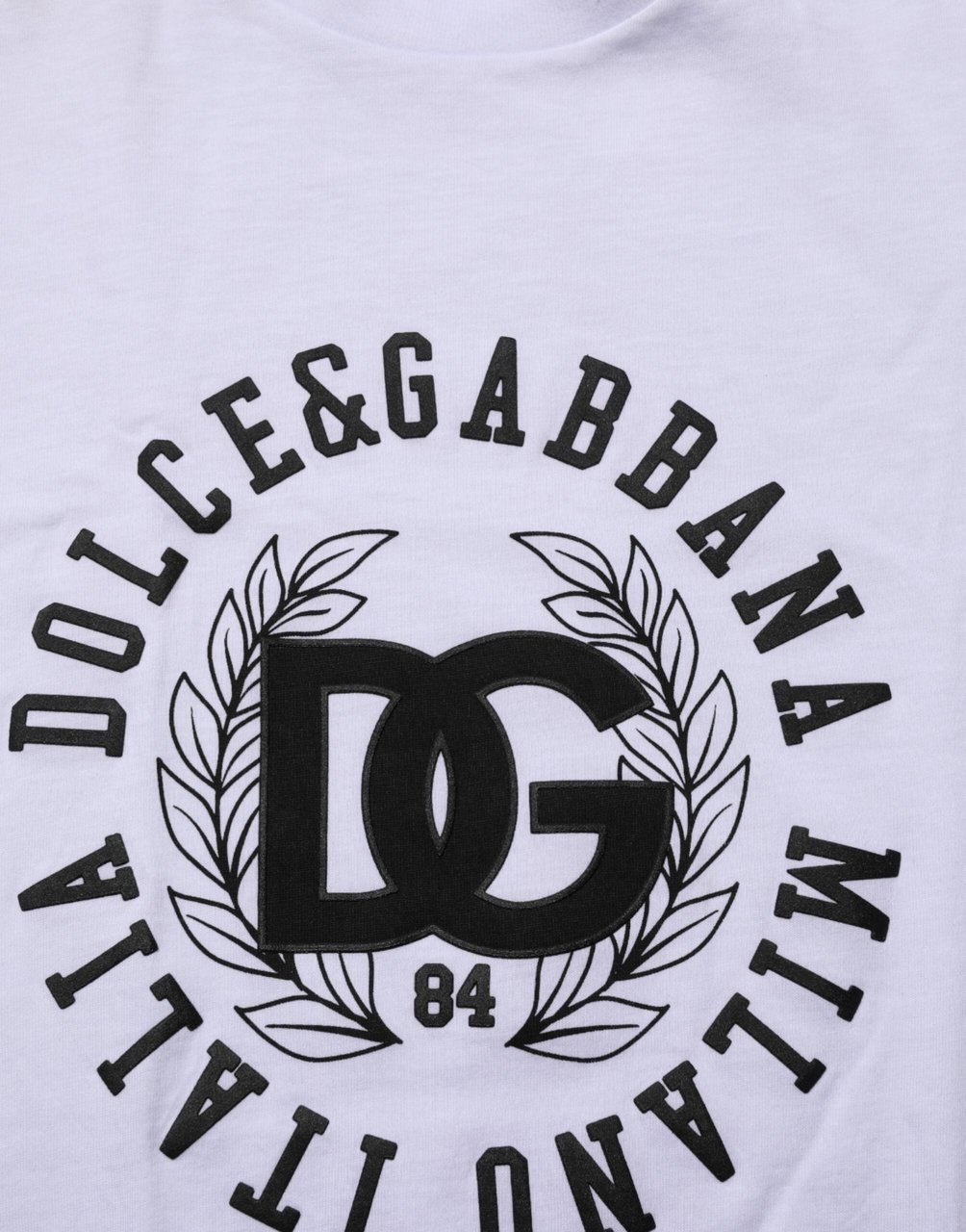 Dolce & Gabbana White Cotton Logo Print Crew Neck T-shirt Wit