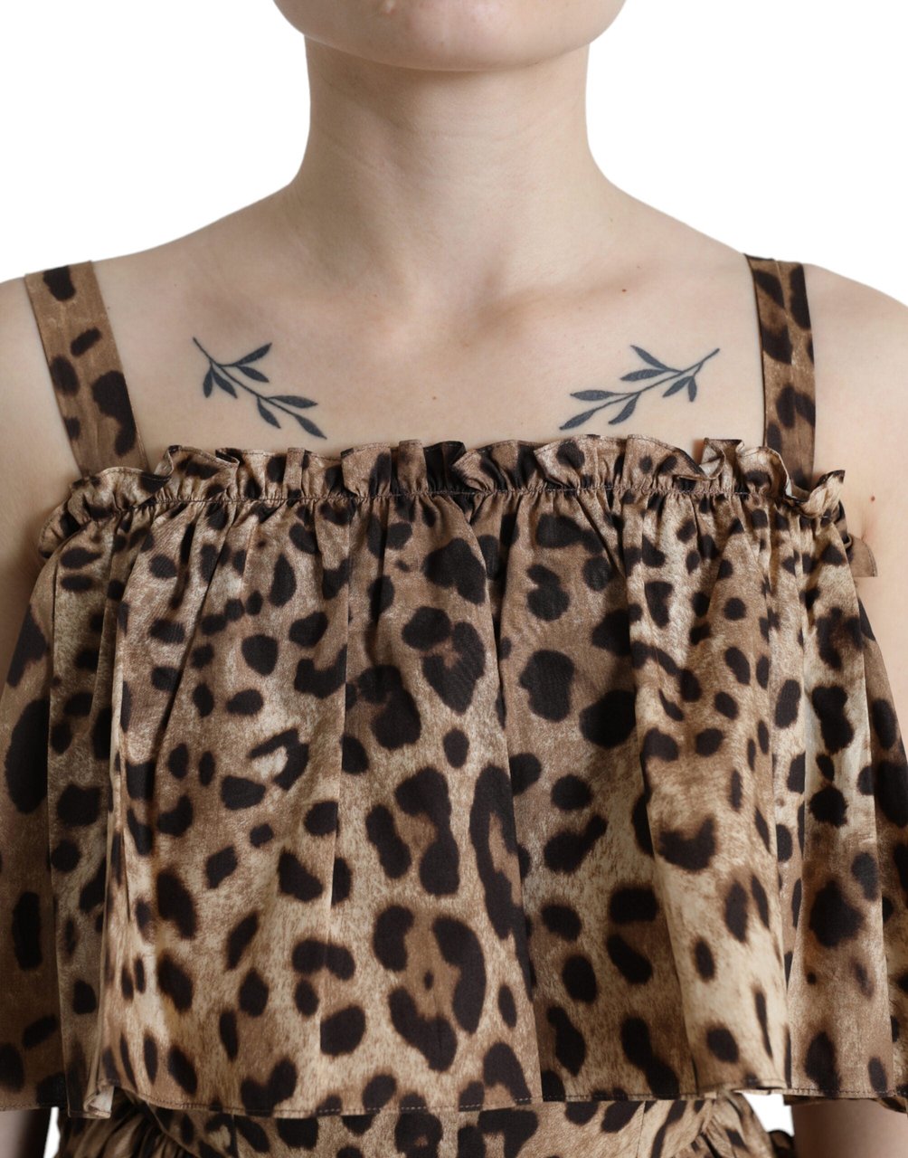 Dolce & Gabbana Brown Leopard Print Sleeveless A-line Dress Bruin
