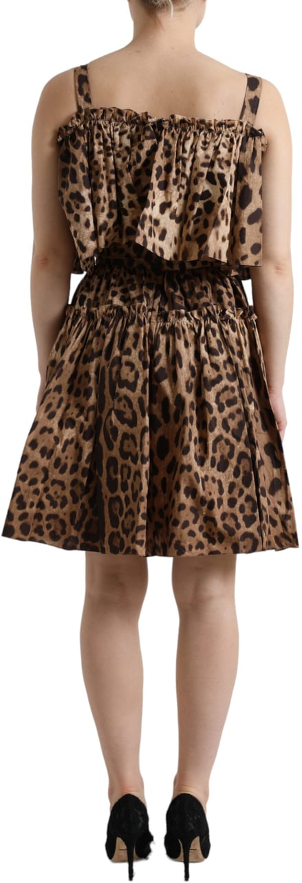 Dolce & Gabbana Brown Leopard Print Sleeveless A-line Dress Bruin