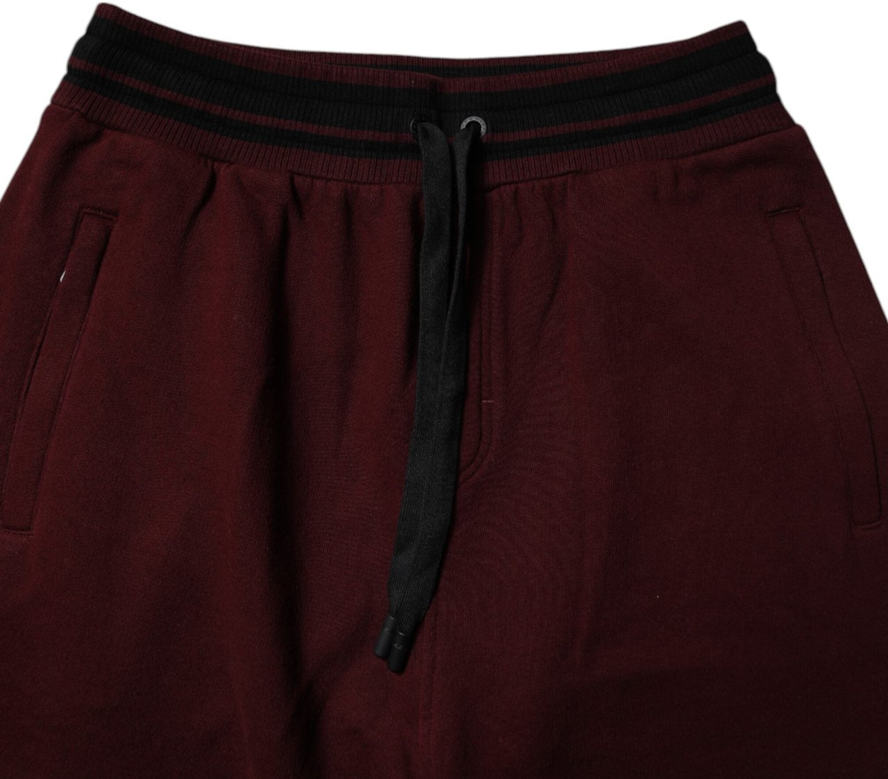 Dolce & Gabbana Maroon Cotton Men Jogger Sweatpants Pants Zwart