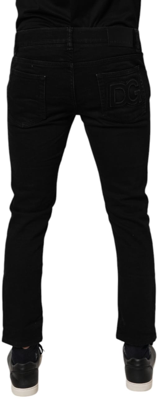 Dolce & Gabbana Black Cotton Stretch Skinny Men Denim Jeans Zwart