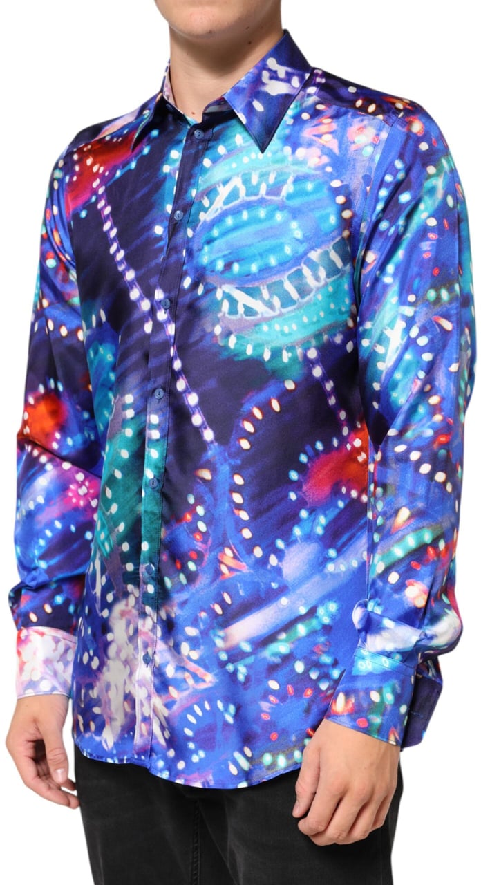 Dolce & Gabbana Multicolor Luminarie MARTINI Slim Men Shirt Divers
