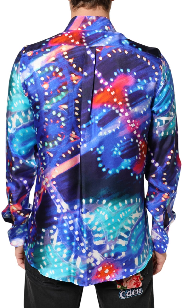 Dolce & Gabbana Multicolor Luminarie MARTINI Slim Men Shirt Divers