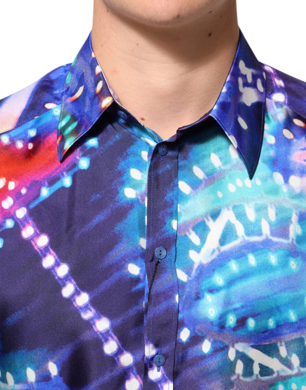 Dolce & Gabbana Multicolor Luminarie MARTINI Slim Men Shirt Divers