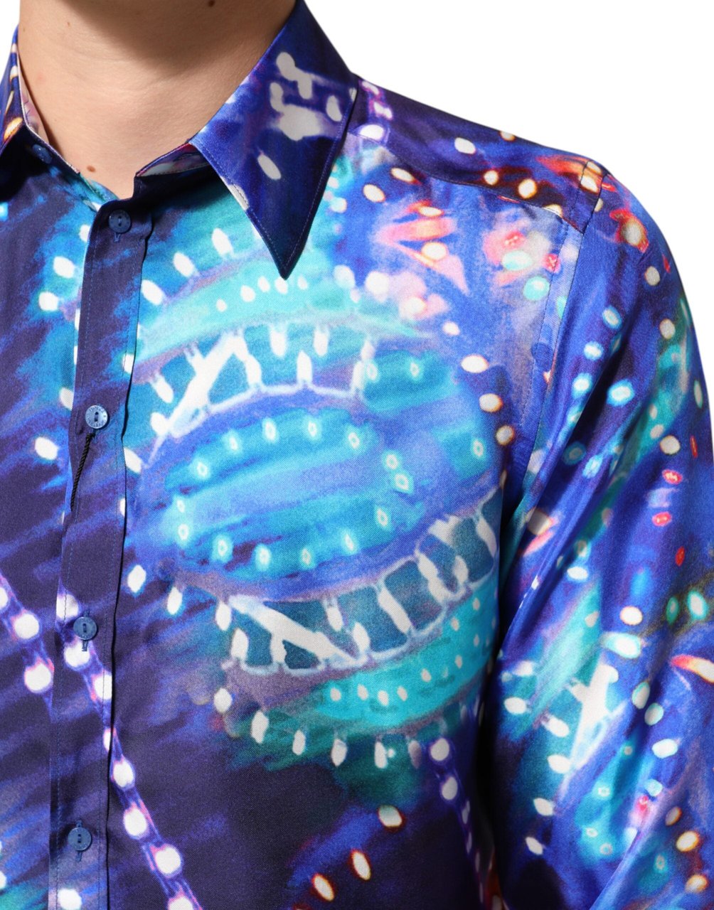 Dolce & Gabbana Multicolor Luminarie MARTINI Slim Men Shirt Divers