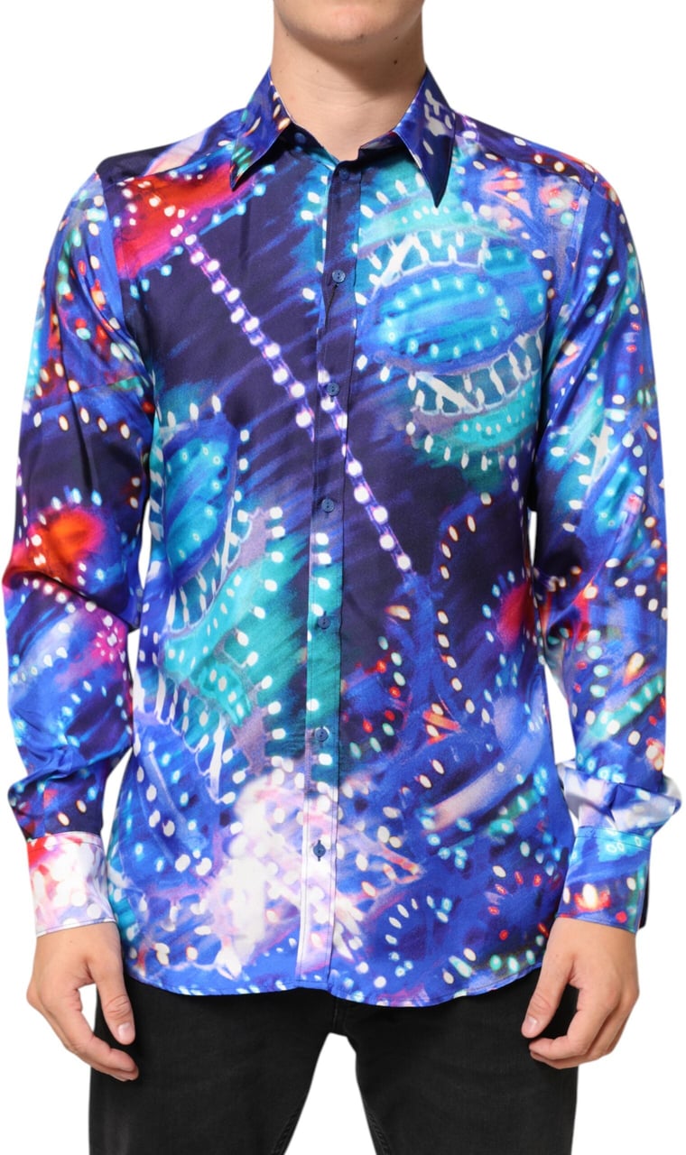 Dolce & Gabbana Multicolor Luminarie MARTINI Slim Men Shirt Divers