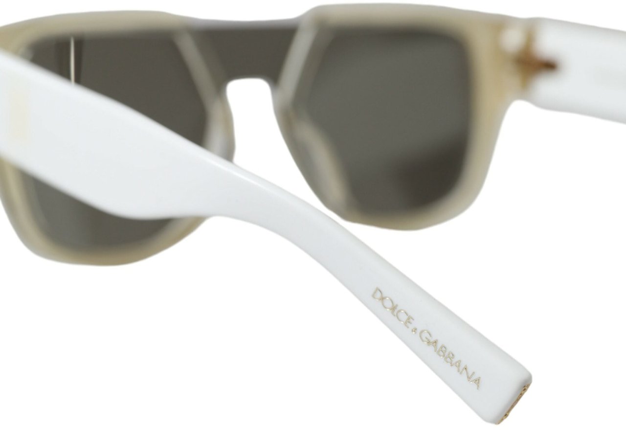 Dolce & Gabbana White Acetate Mirror Lenses DG4356 Sunglasses Wit