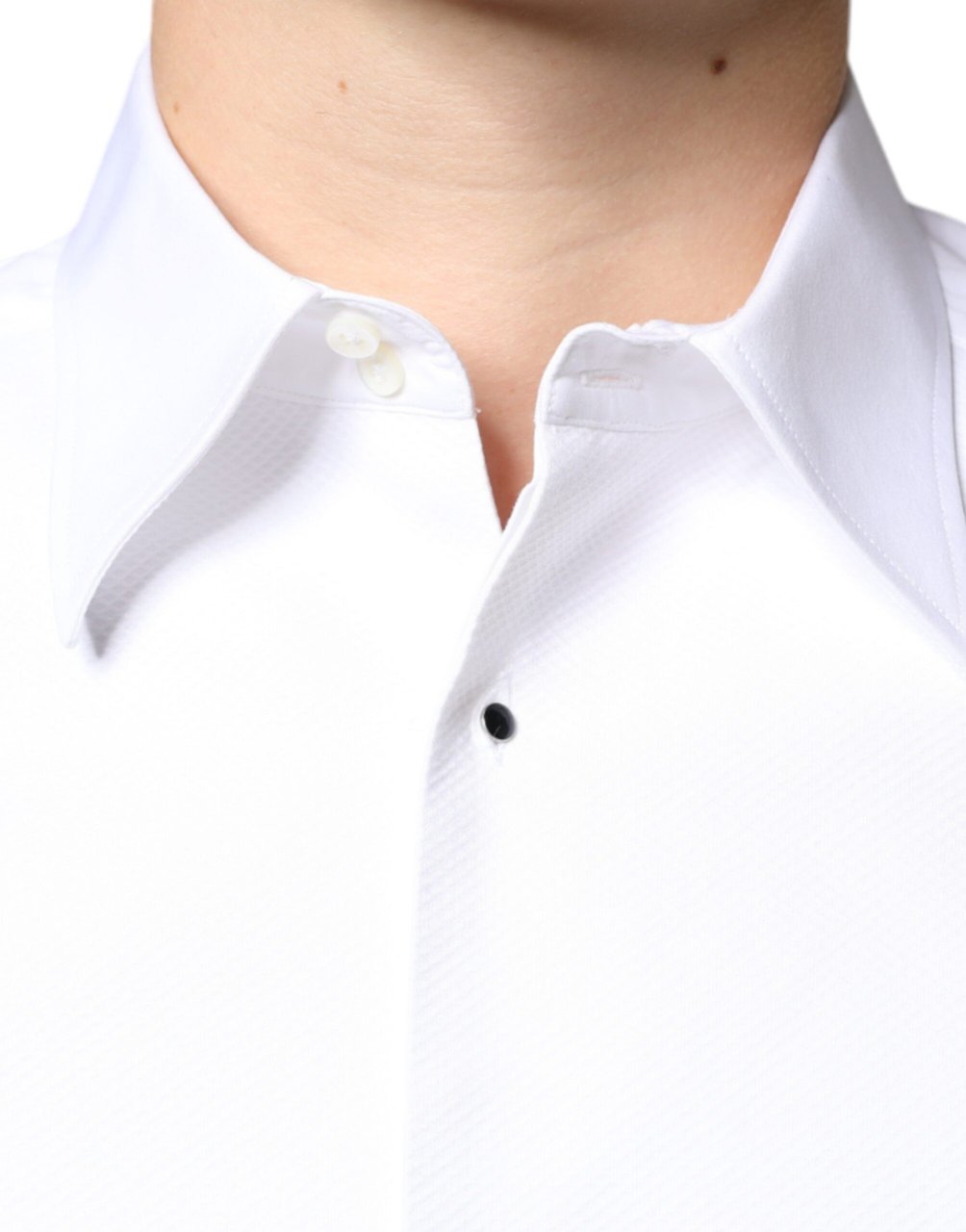 Dolce & Gabbana White Bib Cotton Poplin Formal Dress Shirt Wit