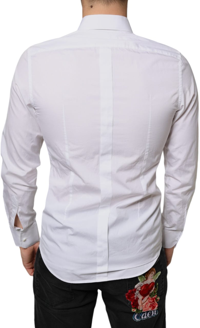 Dolce & Gabbana White Bib Cotton Poplin Formal Dress Shirt Wit