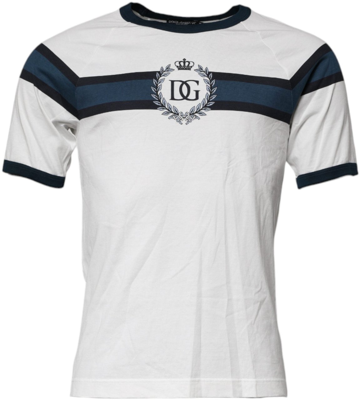Dolce & Gabbana White Logo Print Cotton Men Crew Neck T-shirt Wit