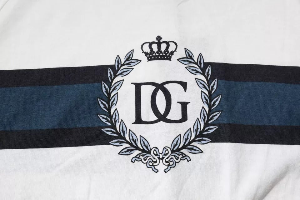 Dolce & Gabbana White Logo Print Cotton Men Crew Neck T-shirt Wit