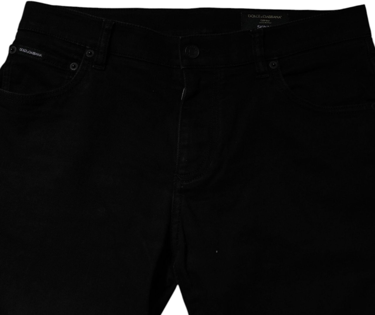 Dolce & Gabbana Black Cotton Stretch Skinny Men Denim Jeans Zwart
