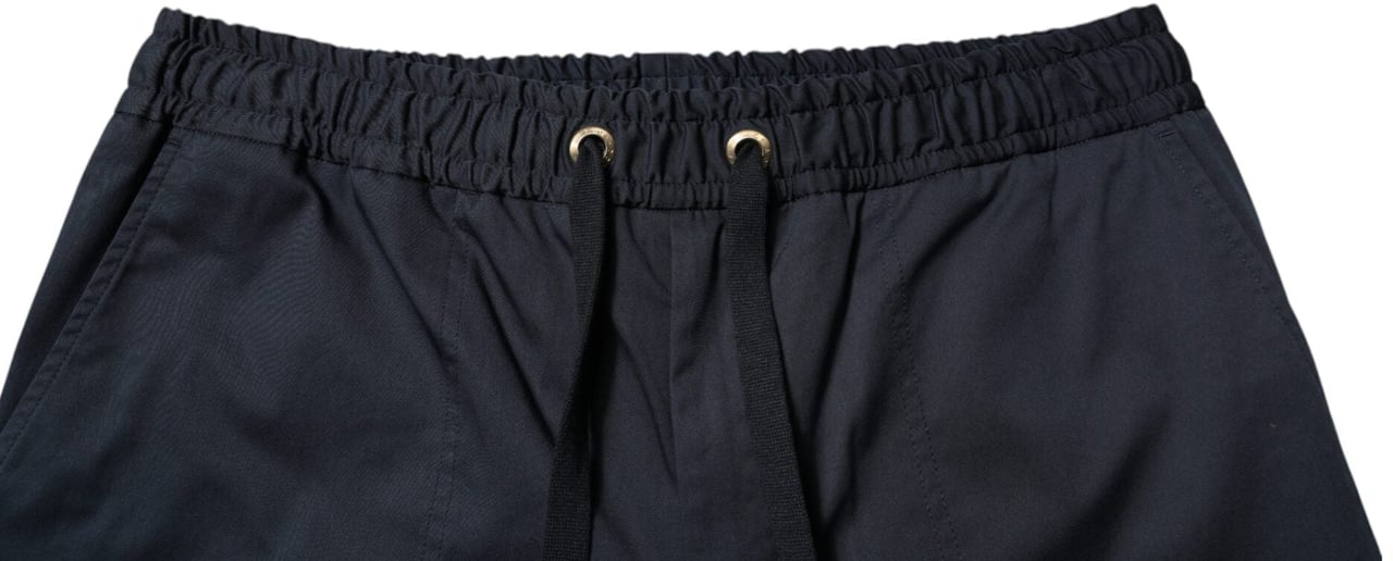 Dolce & Gabbana Navy Blue Cotton Stretch Men Bermuda Shorts Blauw