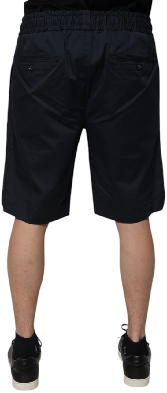 Dolce & Gabbana Navy Blue Cotton Stretch Men Bermuda Shorts Blauw