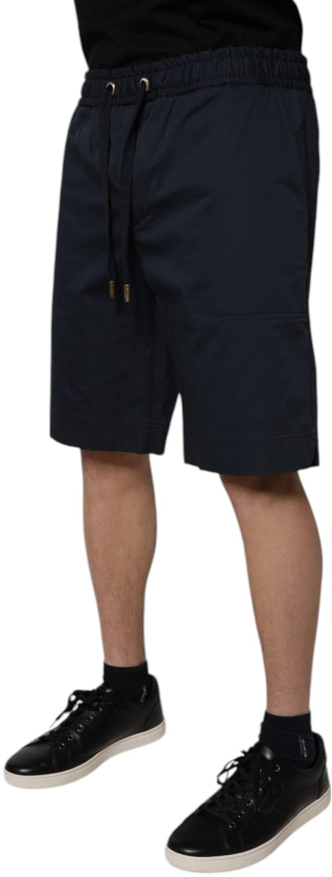 Dolce & Gabbana Navy Blue Cotton Stretch Men Bermuda Shorts Blauw
