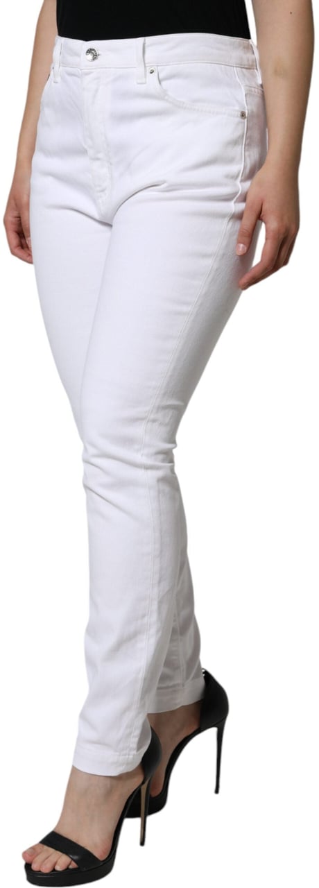 Dolce & Gabbana White AUDREY Cotton Logo Skinny Denim Jeans Wit