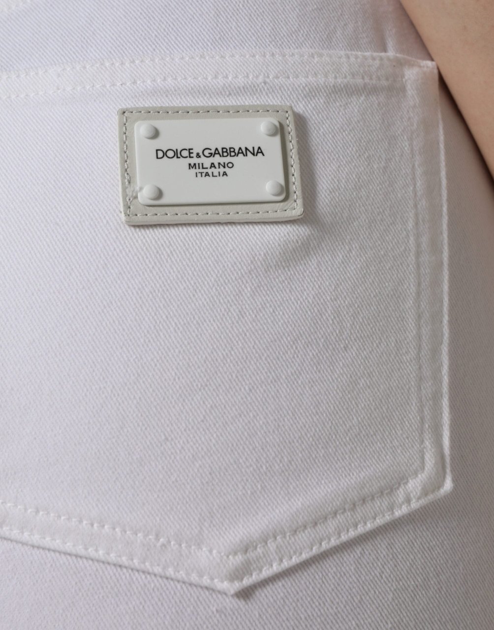 Dolce & Gabbana White AUDREY Cotton Logo Skinny Denim Jeans Wit