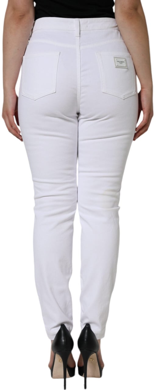 Dolce & Gabbana White AUDREY Cotton Logo Skinny Denim Jeans Wit