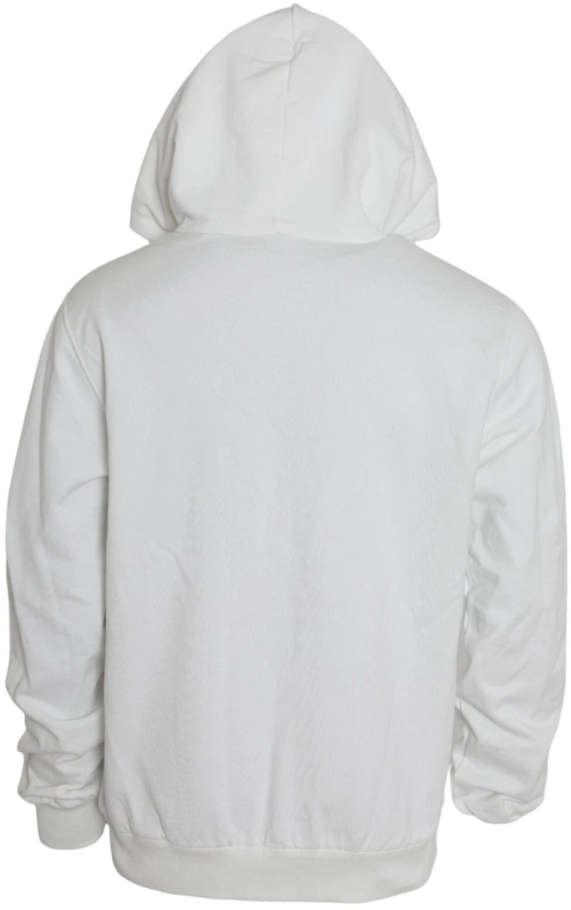 Dolce & Gabbana White Cotton Hooded Pullover Sweatshirt Men Wit