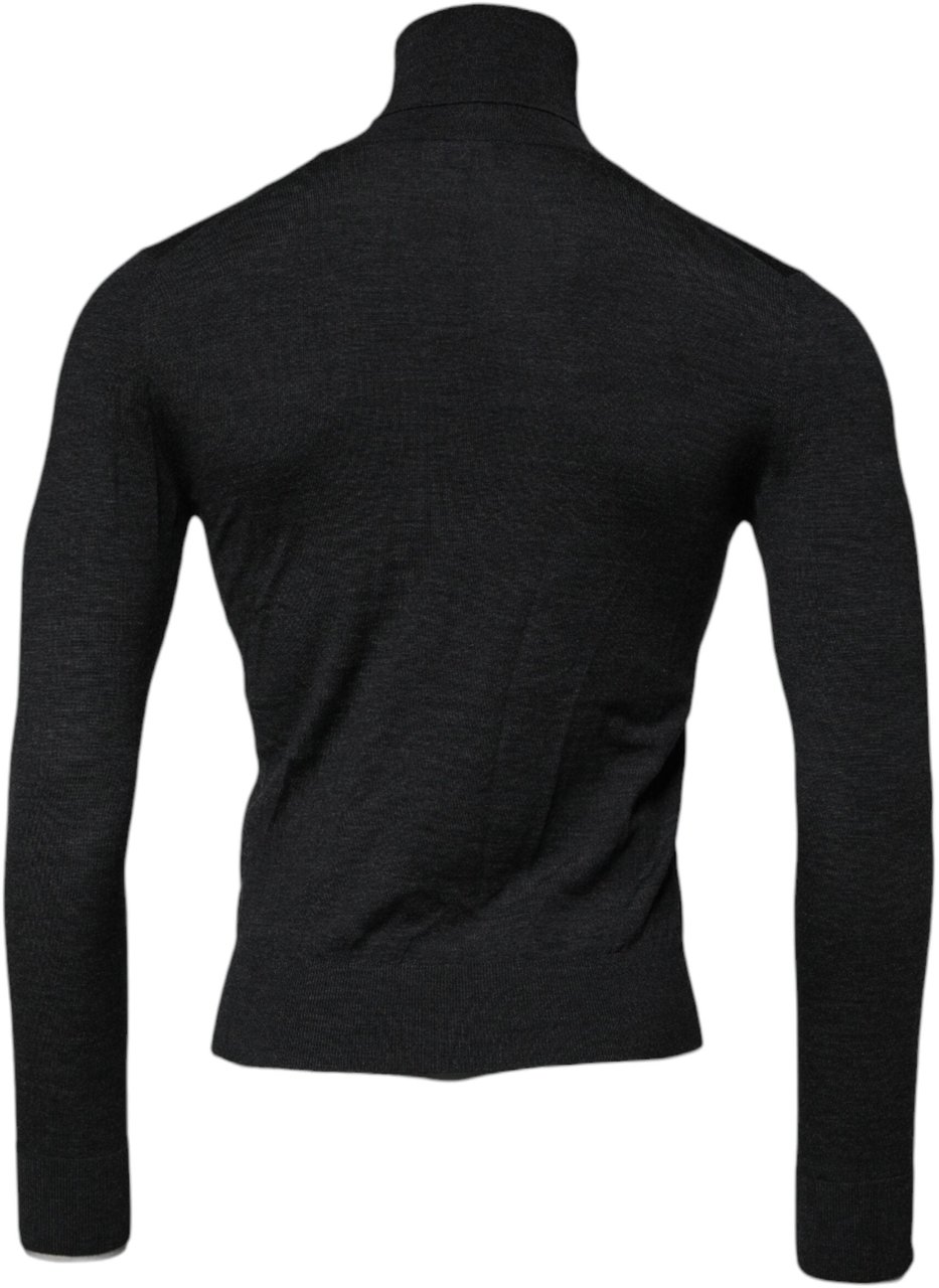 Dolce & Gabbana Black Wool Turtle Neck Men Pullover Sweater Zwart