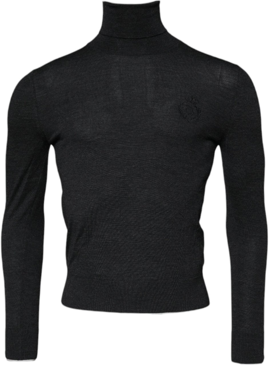 Dolce & Gabbana Black Wool Turtle Neck Men Pullover Sweater Zwart