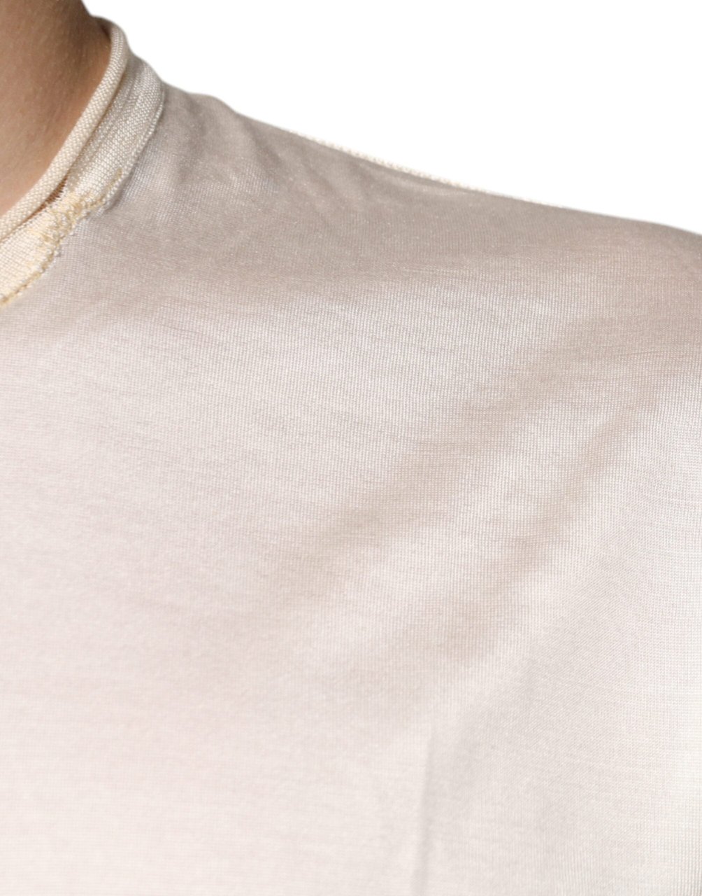 Dolce & Gabbana Off White Silk Henley Short Sleeves T-Shirt Zwart