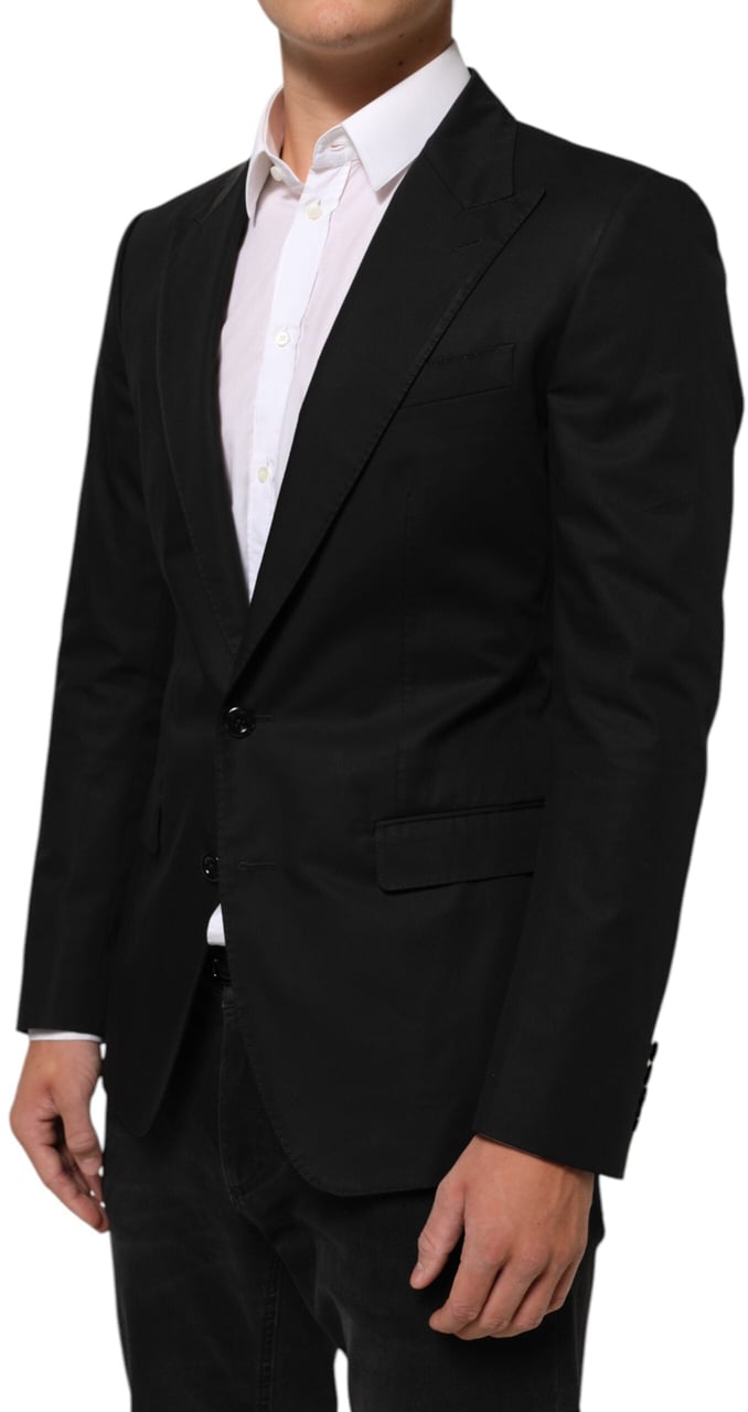 Dolce & Gabbana Black Wool 2 Buttons Suit Men Jacket Blazer Zwart