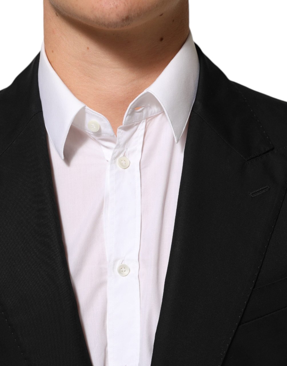 Dolce & Gabbana Black Wool 2 Buttons Suit Men Jacket Blazer Zwart