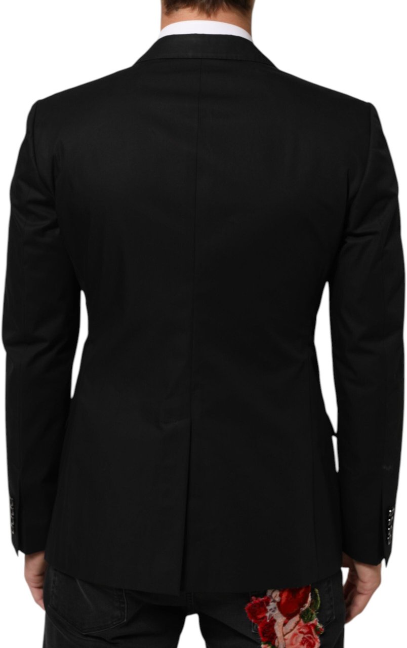 Dolce & Gabbana Black Wool 2 Buttons Suit Men Jacket Blazer Zwart