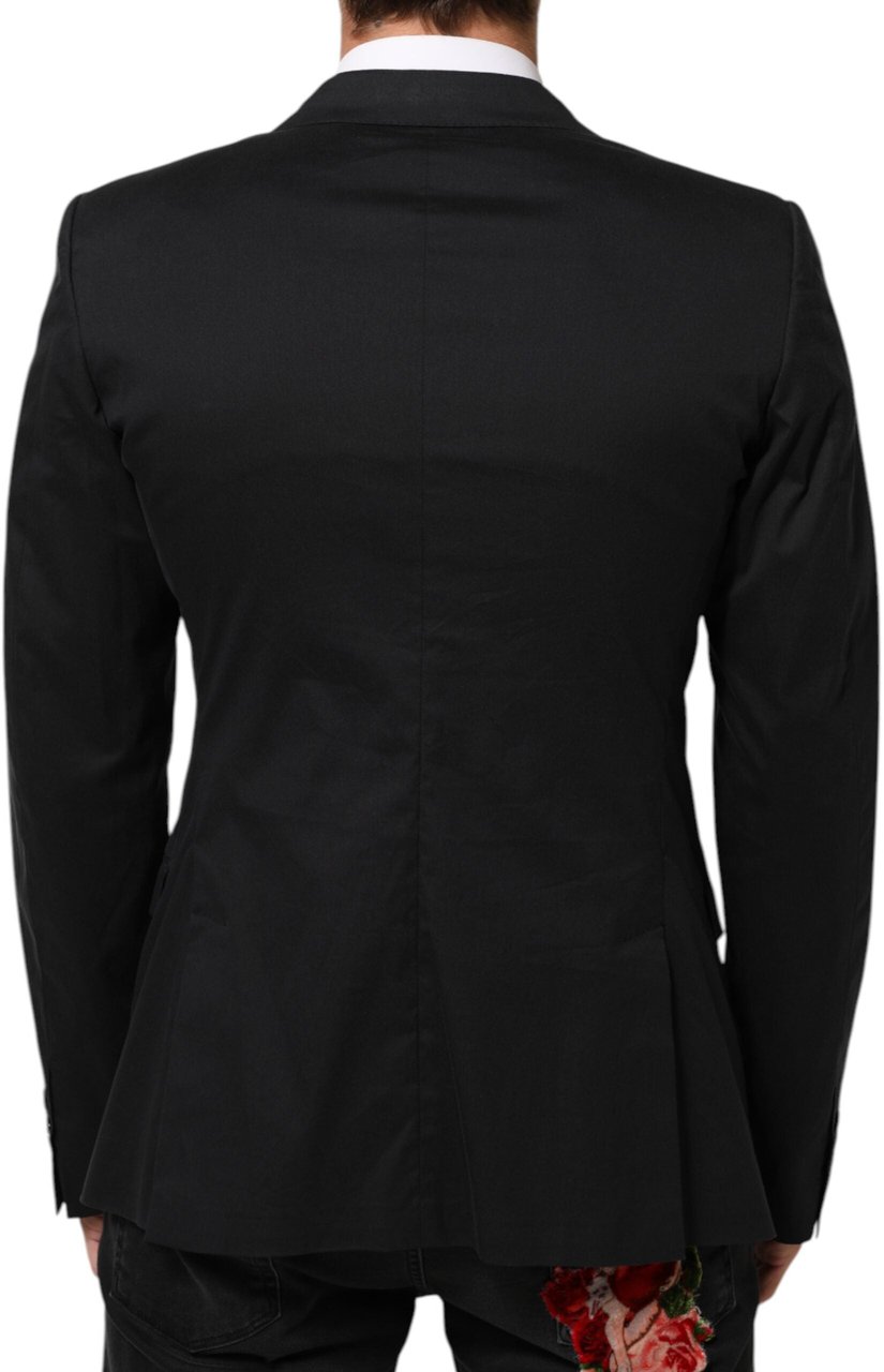 Dolce & Gabbana Black Cotton 2 Buttons Suit Jacket Blazer Zwart