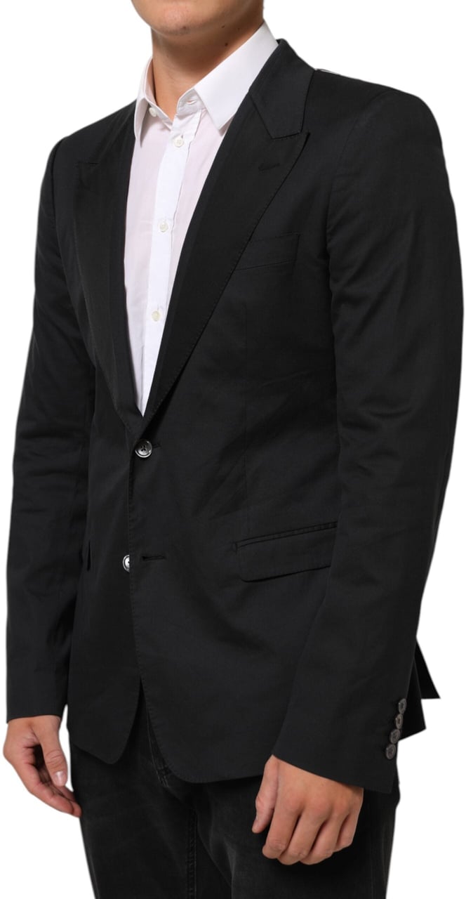 Dolce & Gabbana Black Cotton 2 Buttons Suit Jacket Blazer Zwart