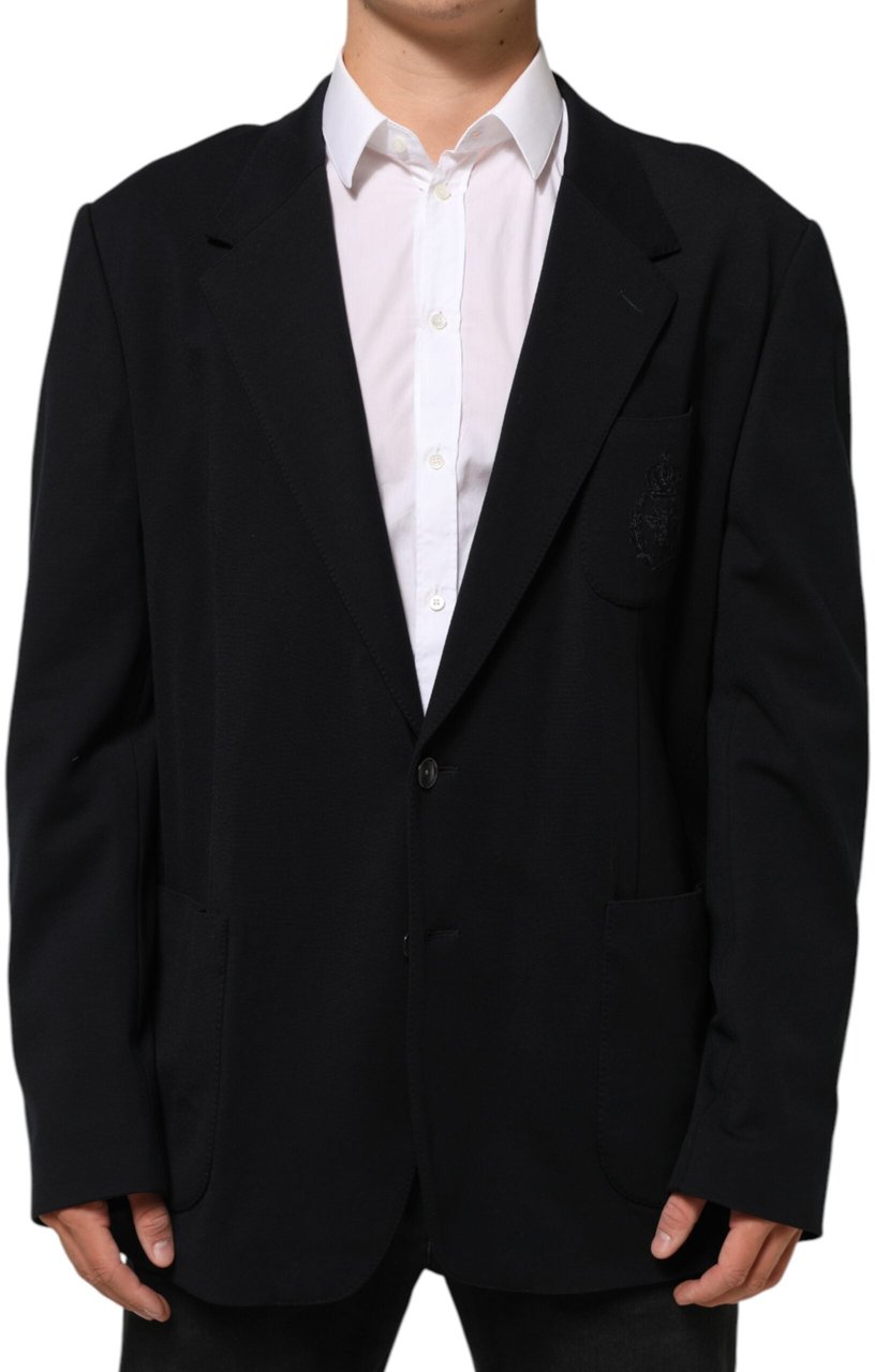 Dolce & Gabbana Black Viscose 2 Buttons Suit Jacket Blazer Zwart
