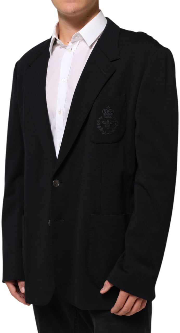 Dolce & Gabbana Black Viscose 2 Buttons Suit Jacket Blazer Zwart