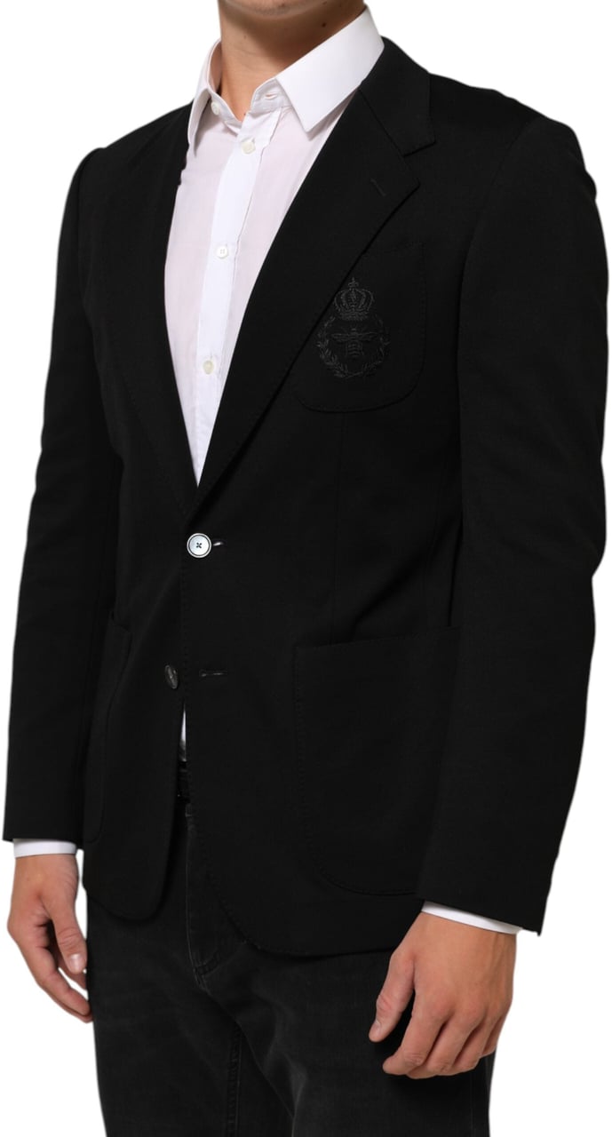 Dolce & Gabbana Black Viscose 2 Buttons Suit Jacket Blazer Zwart