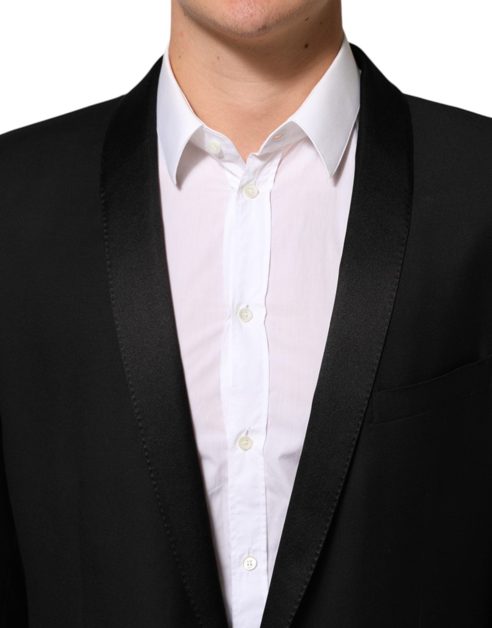 Dolce & Gabbana Black Wool GOLD 1 Button Men Suit Blazer Zwart