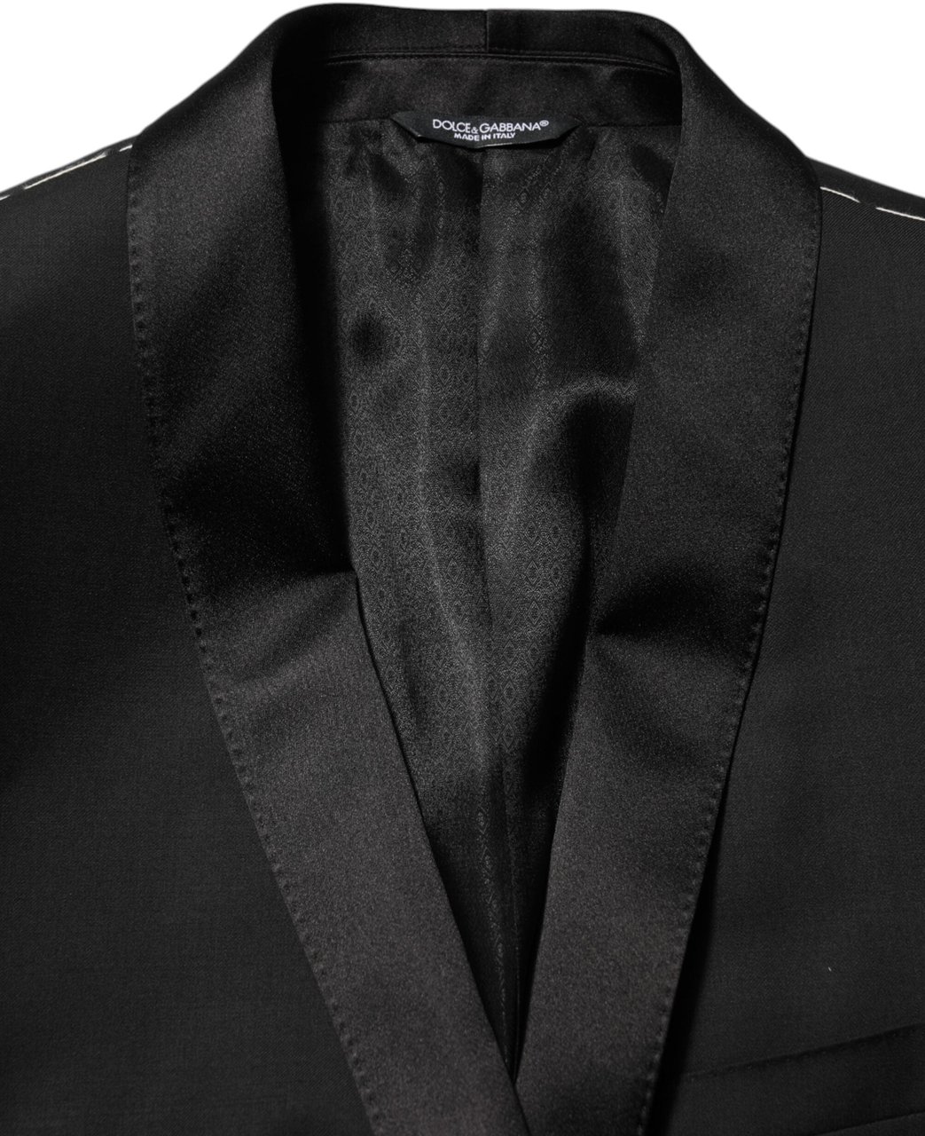 Dolce & Gabbana Black Wool GOLD 1 Button Men Suit Blazer Zwart