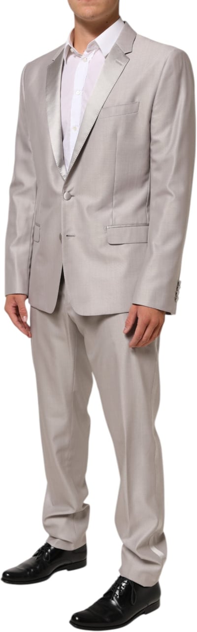 Dolce & Gabbana Light Gray Wool 2 Piece MARTINI Formal Suit Grijs
