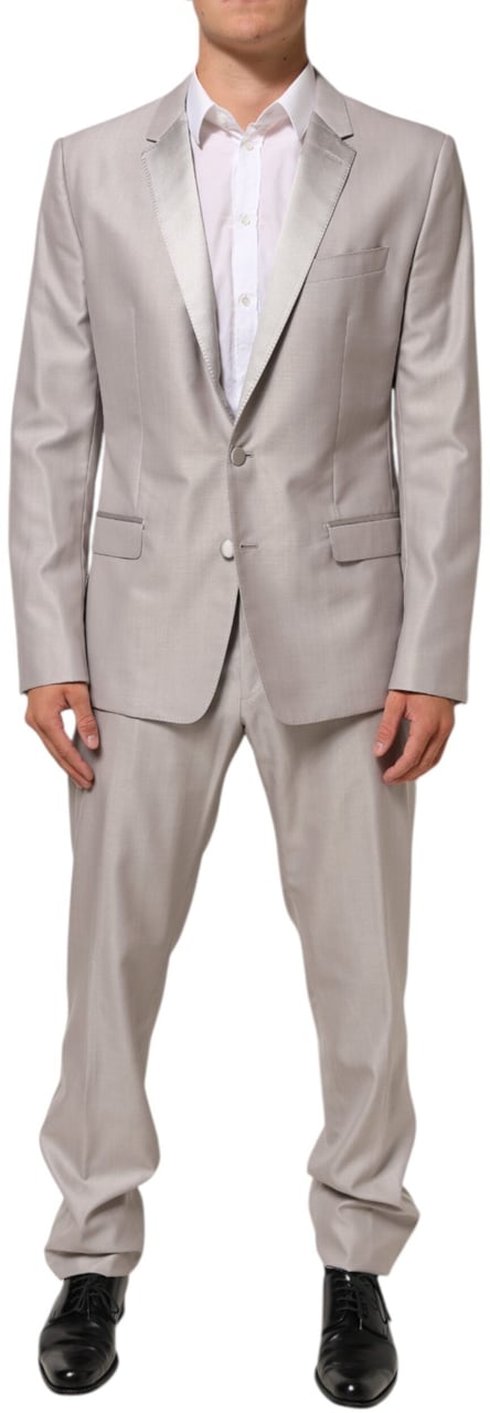 Dolce & Gabbana Light Gray Wool 2 Piece MARTINI Formal Suit Grijs