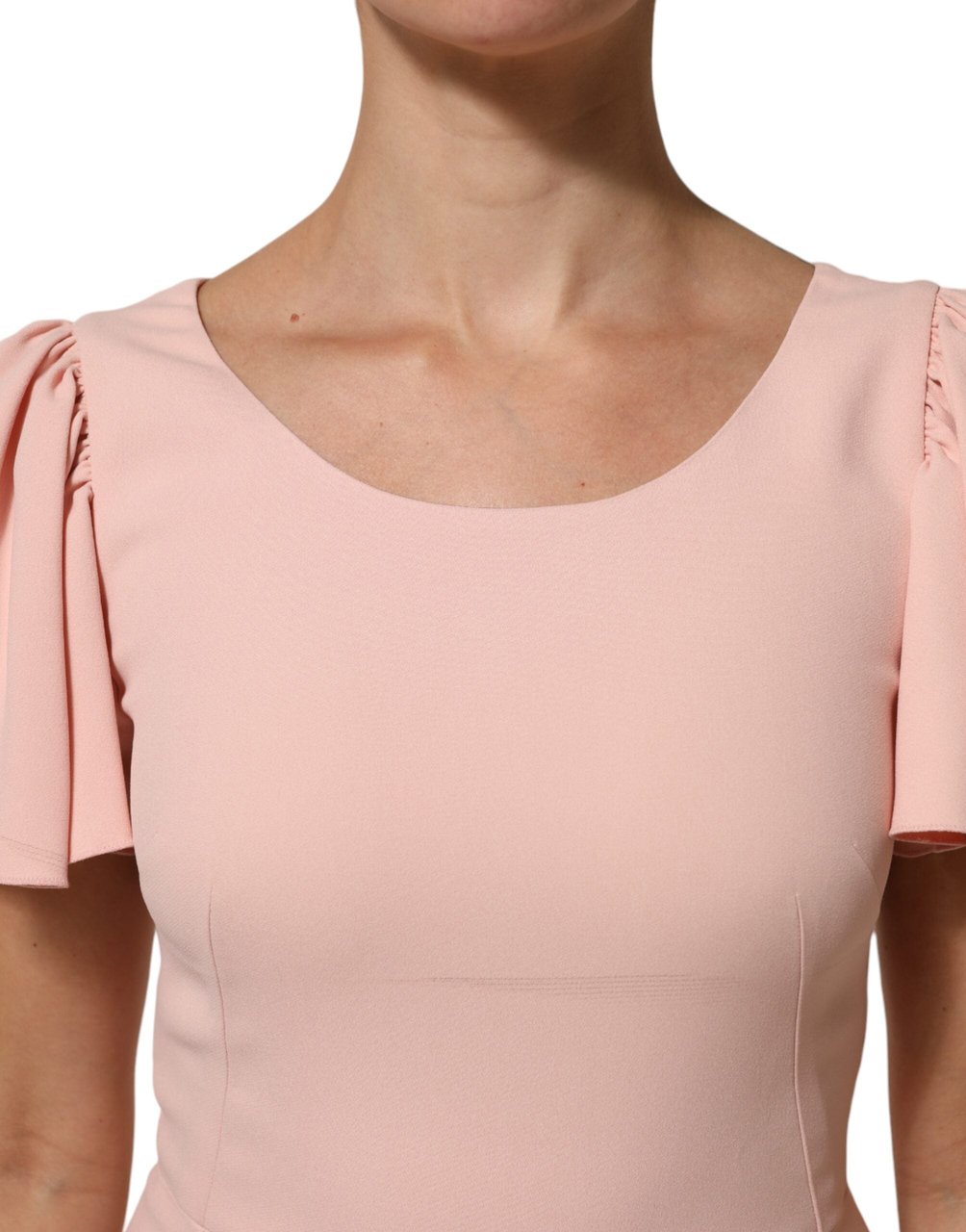 Dolce & Gabbana Pink Viscose Short Sleeves Sheath Midi Dress Roze