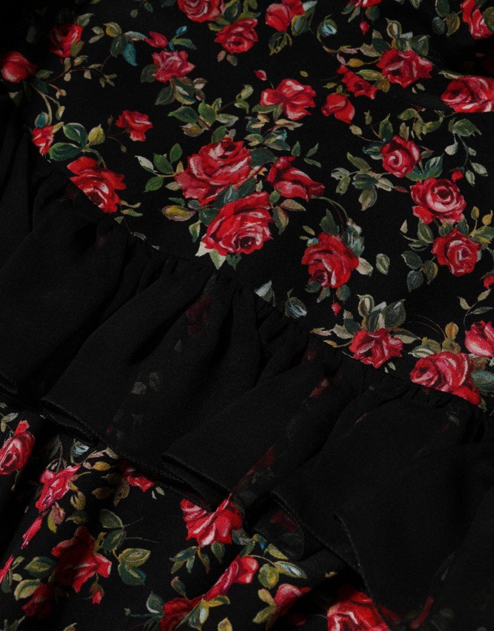 Dolce & Gabbana Black Floral Print Long Sleeve Blouse Top Zwart