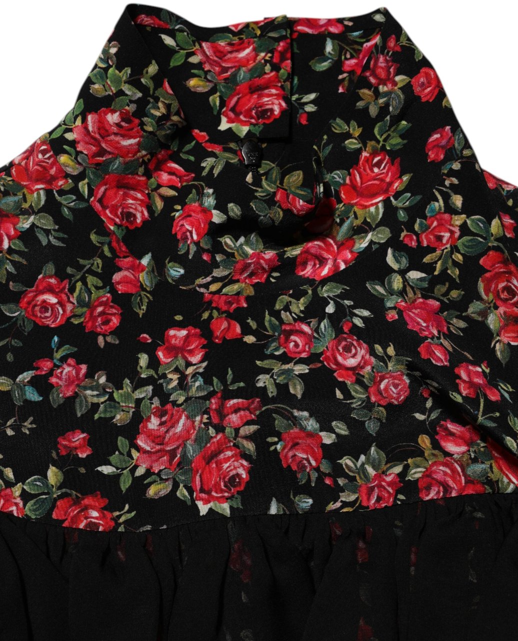 Dolce & Gabbana Black Floral Print Long Sleeve Blouse Top Zwart
