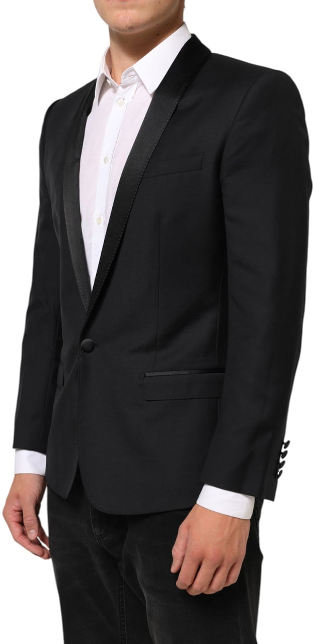 Dolce & Gabbana Black GOLD 1 Button Suit Jacket Men Blazer Zwart