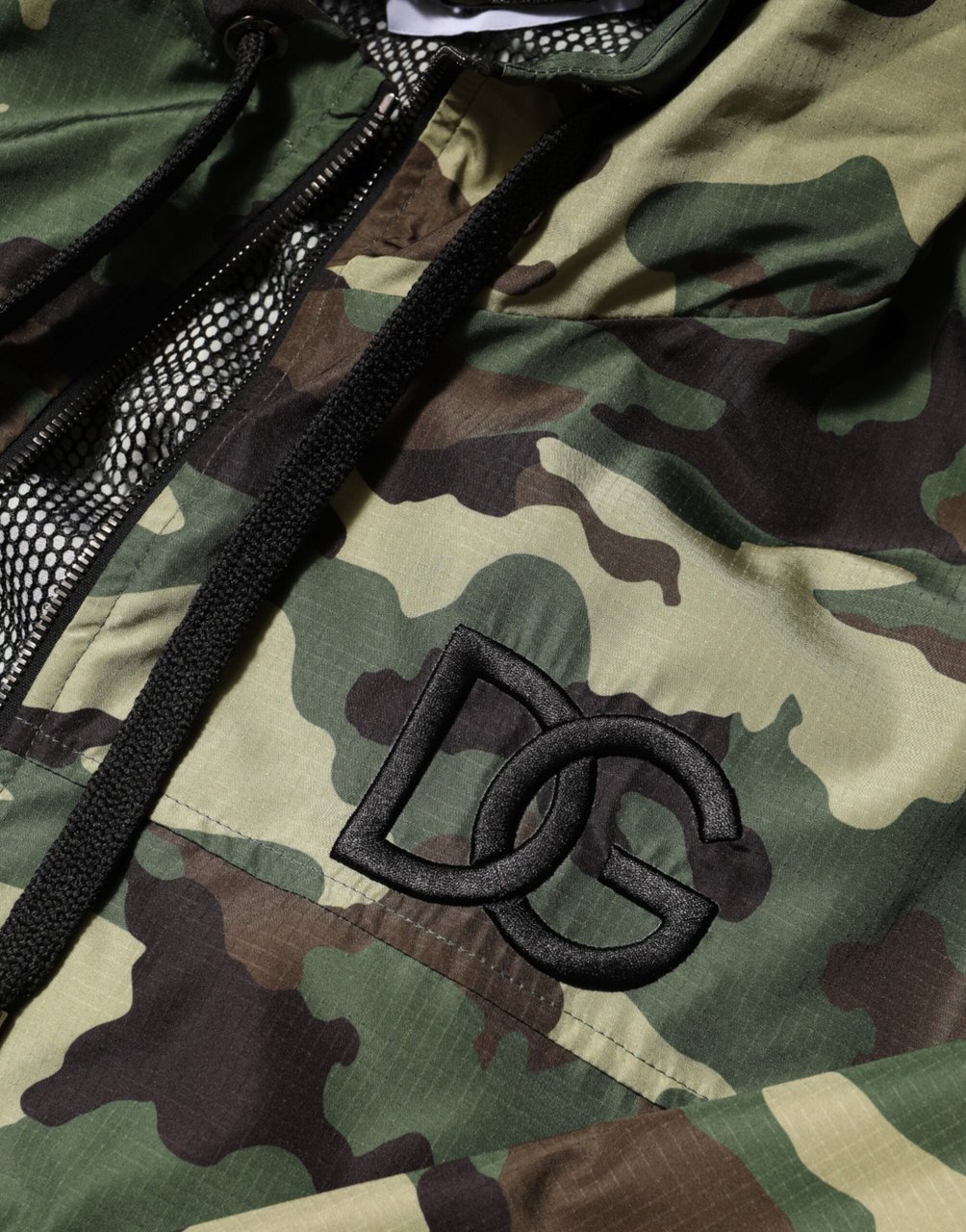 Dolce & Gabbana Green Camouflage Hooded Sweatshirt Jacket Groen