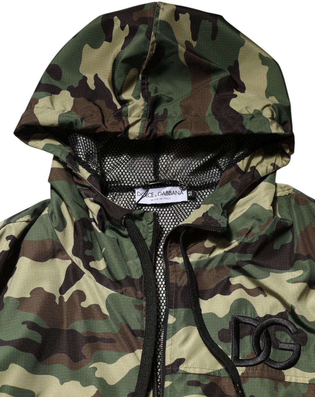 Dolce & Gabbana Green Camouflage Hooded Sweatshirt Jacket Groen