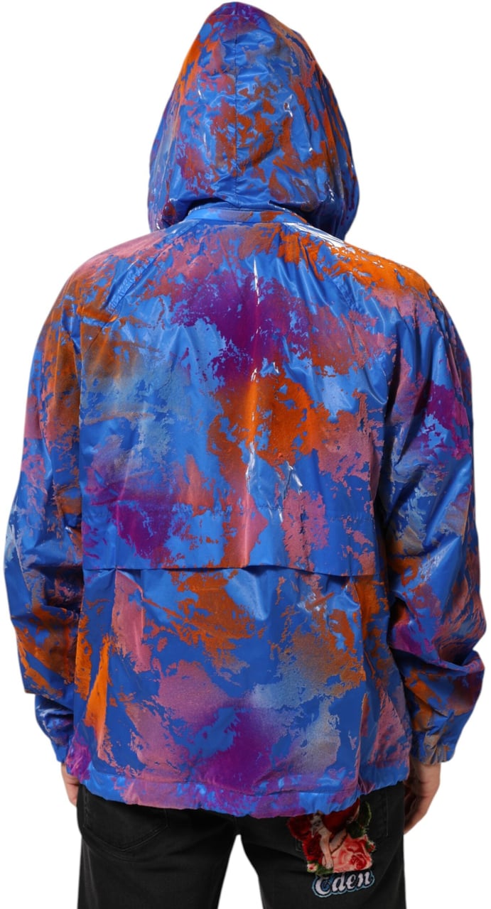 Dolce & Gabbana Blue Tie Dye Logo Hooded Sweatshirt Jacket Blauw