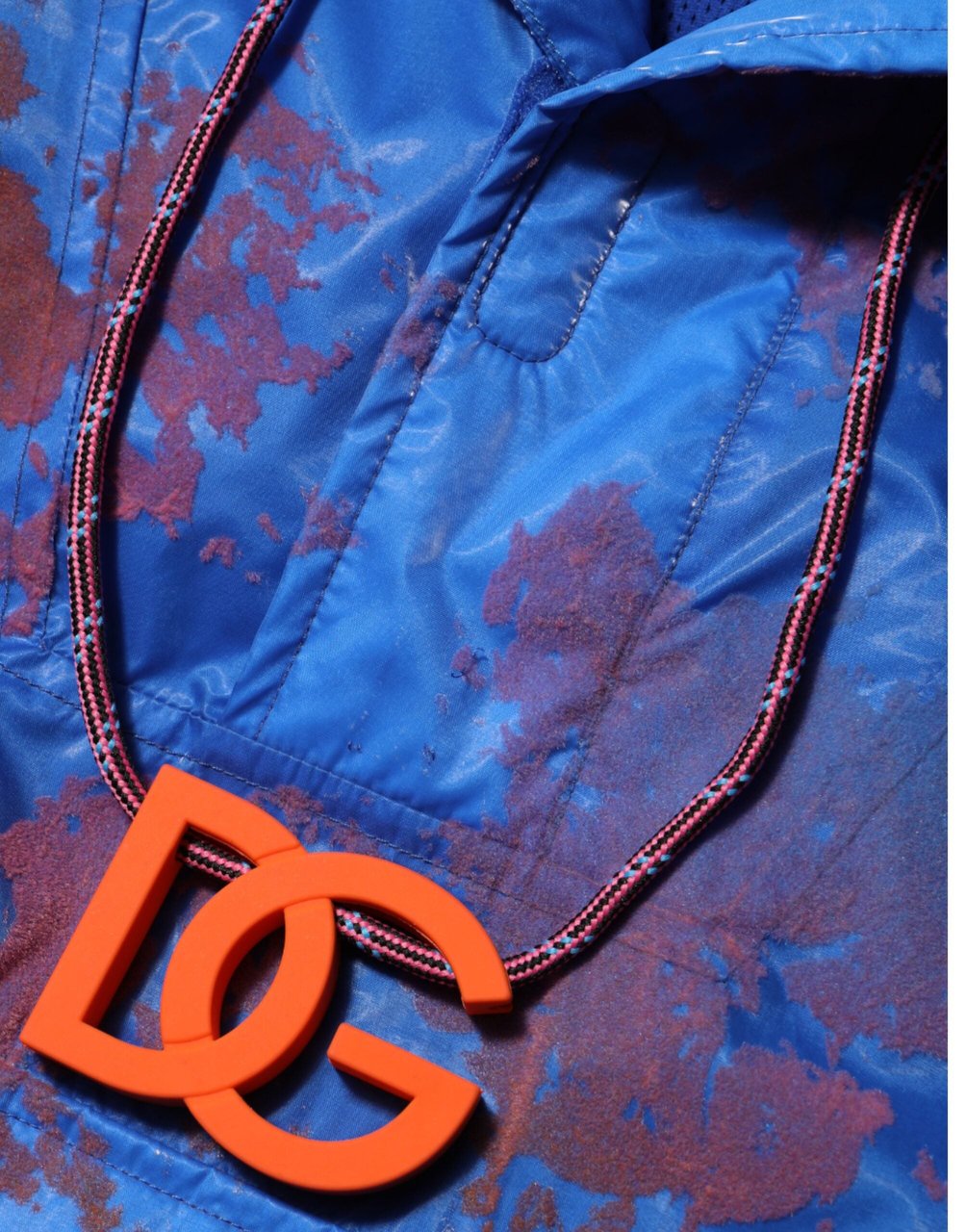 Dolce & Gabbana Blue Tie Dye Logo Hooded Sweatshirt Jacket Blauw