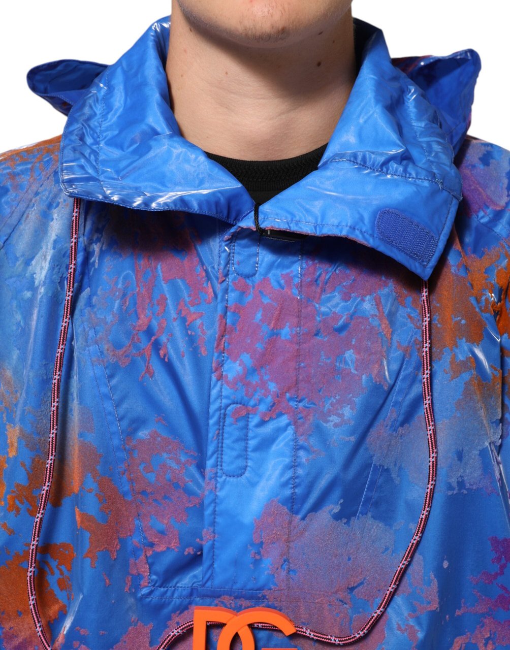 Dolce & Gabbana Blue Tie Dye Logo Hooded Sweatshirt Jacket Blauw