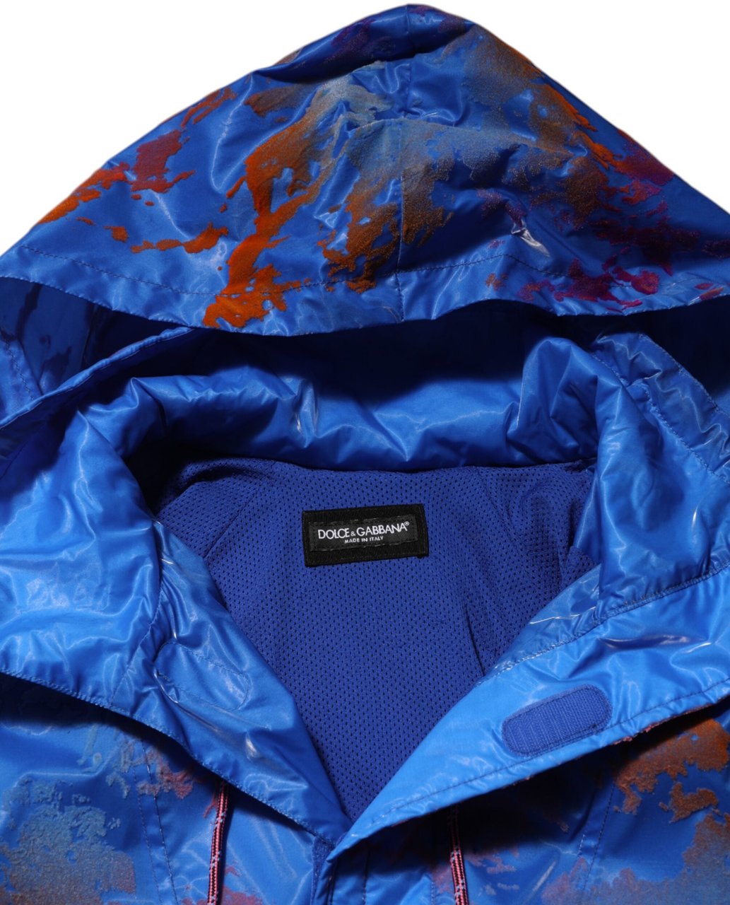 Dolce & Gabbana Blue Tie Dye Logo Hooded Sweatshirt Jacket Blauw