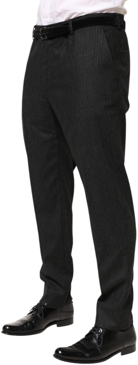 Dolce & Gabbana Black Cotton Mid Waist Dress Trouser Pants Zwart